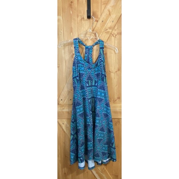 Prana Blue Cali Sleeveless Dress Women’s Geometric Racerback Size Small - Picture 1 of 10